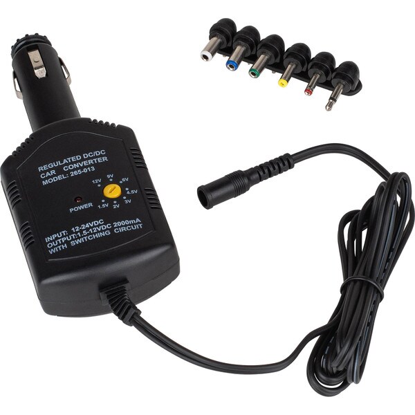 Main product image for Universal DC to DC Regulated 2A Adapter with Assorted Tips 12-24V Input - Multi-Voltage Output265-013
